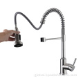 Single handle kitchen faucet Factory Hot Sell Deck Mounted Brushed Nickel Stainless Steel Gold Silver Black Style Pull Out Sprayer Spring Kitchen Faucet Factory